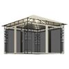 vidaXL Paviljong med myggnett og LED-lysslynge 3x3x2,73 m kremhvit