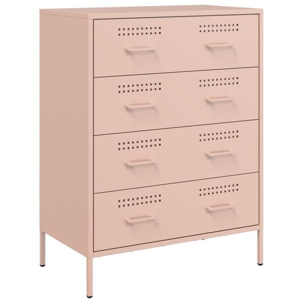 vidaXL Skjenk rosa 68x39x89 cm st&aring;l