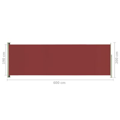 vidaXL Uttrekkbar sidemarkise 200x600 cm rød