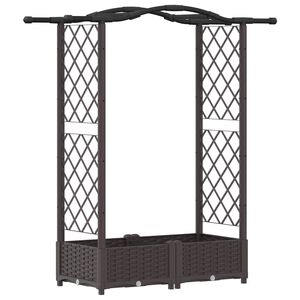 vidaXL Hevet Bed med Trellis og Tak Brun 124 x 40 x 125 cm PP