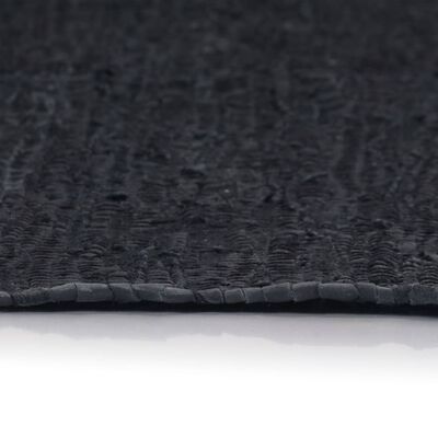 vidaXL Håndvevet Chindi teppe lær 190x280 cm svart