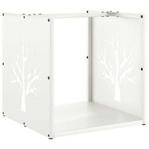 vidaXL Vedstativ hvit 40x40x40 cm kaldvalset st&aring;l