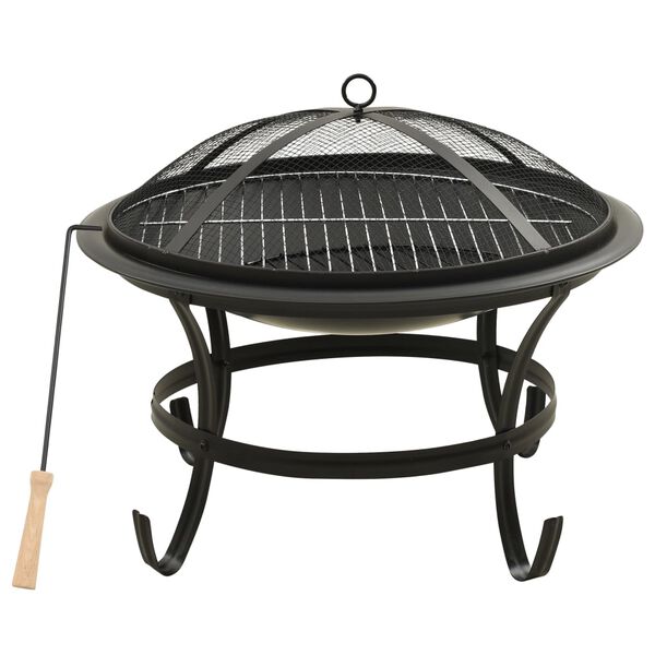 vidaXL 2-i-1 B&aring;lfat og grill med ildrake 56x56x49 cm st&aring;l