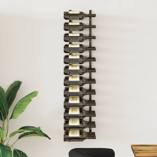 vidaXL Veggmontert vinstativ for 36 flasker svart jern