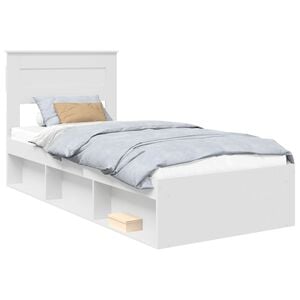 vidaXL Sengestamme Ensfarget med lagring Hvit 75 x 190 cm Massiv furu