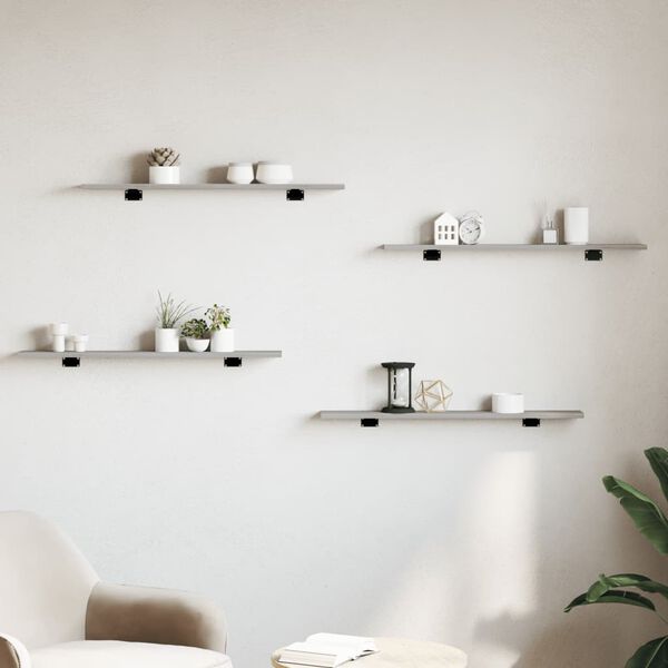 vidaXL Vegghyller 4 stk gr&aring; sonoma 80x10x1,5 cm konstruert tre