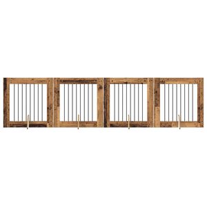 vidaXL Hundegate med stender 4 pcs Gammelt tre 80 x 80 cm