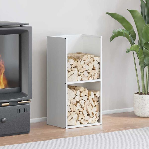 vidaXL Vedstativ hvit 40x30x80 cm kaldvalset stål