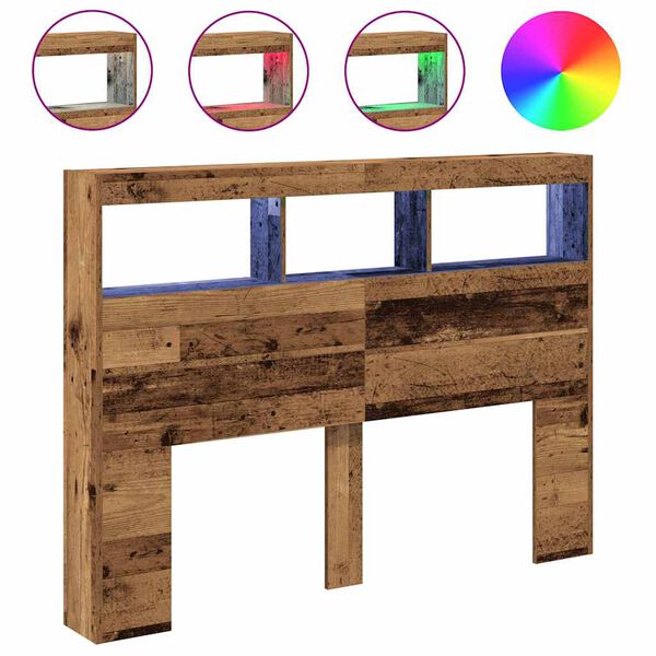 vidaXL Hodegavl skap med LED gammelt tre 140x17x102 cm