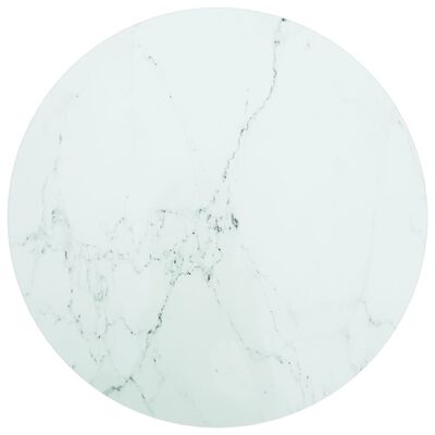 vidaXL Bordplate hvit Ø60x0,8 cm herdet glass med marmor design