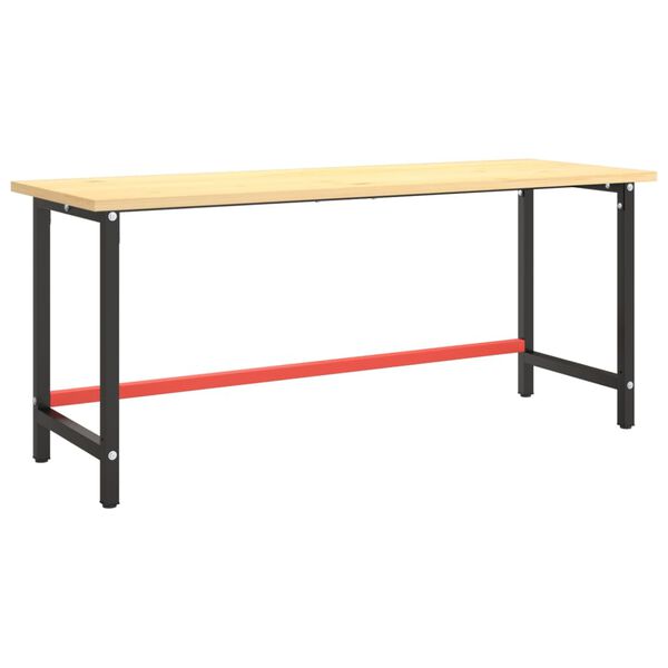 vidaXL Ramme til arbeidsbenk matt svart og r&oslash;d 180x57x79 cm metall
