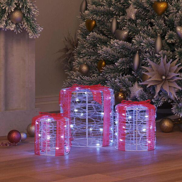 vidaXL Gaveeske Dekorasjon 3 pcs Kaldhvit 20 x 20 x 21 cm Akryl