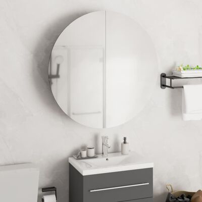 vidaXL Baderomsskap med rundt speil og LED hvit 54x54x17,5 cm