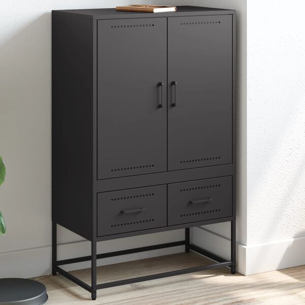vidaXL Highboard svart 68x39x111,5 cm stål