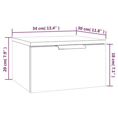 vidaXL Veggmonterte nattbord 2 stk betonggrå 34x30x20 cm