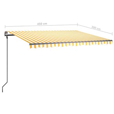 vidaXL Automatisk markise med vindsensor og LED 4,5x3 m gul og hvit