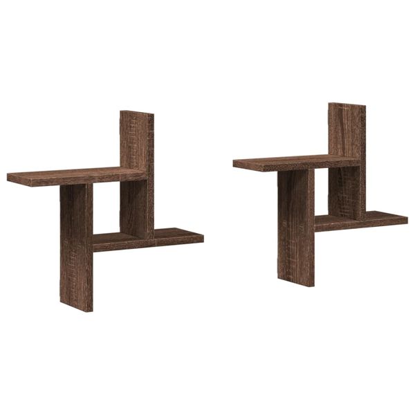 vidaXL Vegghyller 2 stk brun eik 38x12x38 cm konstruert tre