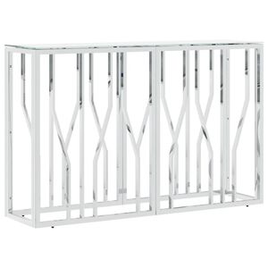 vidaXL Konsollbord sølv 110x30x70 cm rustfritt stål og glass