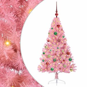 vidaXL Kunstig Forh&aring;ndsopplyst Juletre med 150 LED Rosa 150 cm PVC