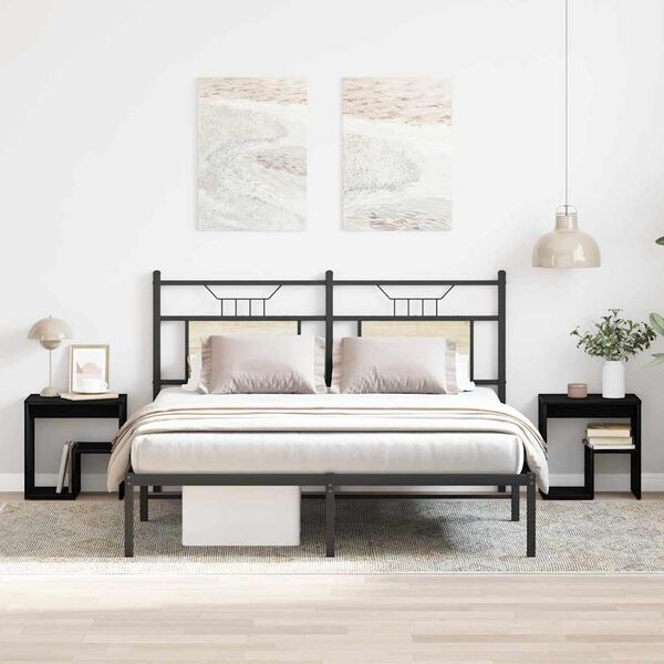 vidaXL Nattbordskap 2 pcs Svart Eik 40 x 30 x 40 cm Konstruert tre