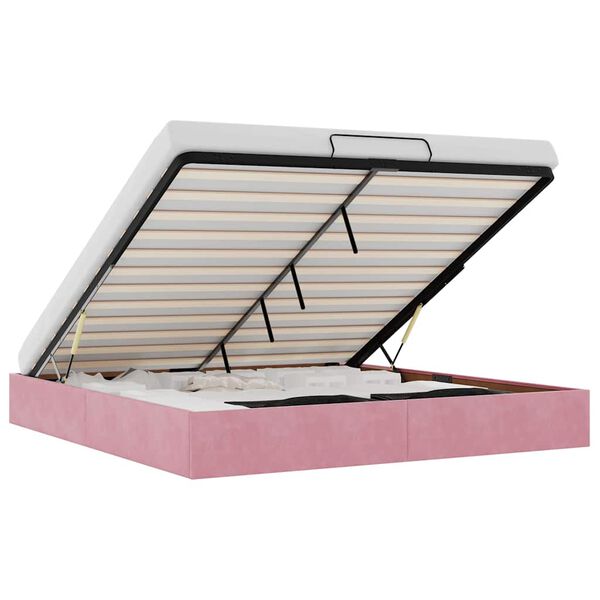 vidaXL Ottoman sengeramme uten madrass rosa 200x200 cm fl&oslash;yel