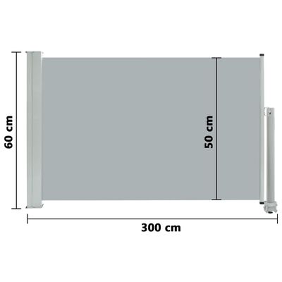 vidaXL Uttrekkbar sidemarkise 60x300 cm grå