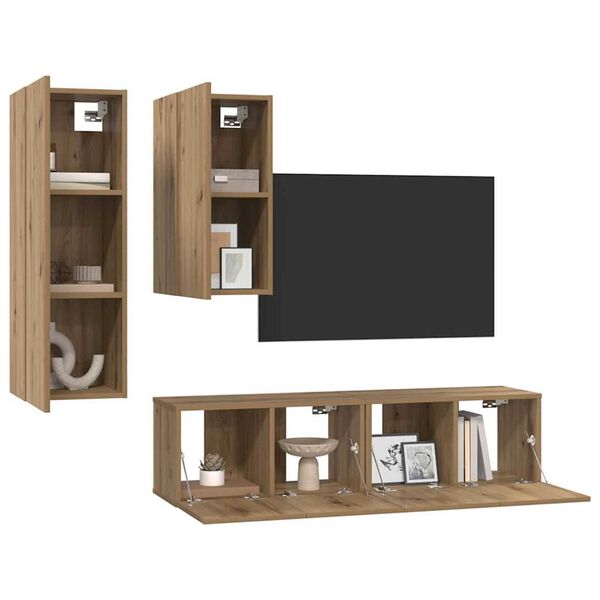 vidaXL TV-benksett 4 pcs artisan eik 30.5 x 30 x 90 cm Konstruert tre