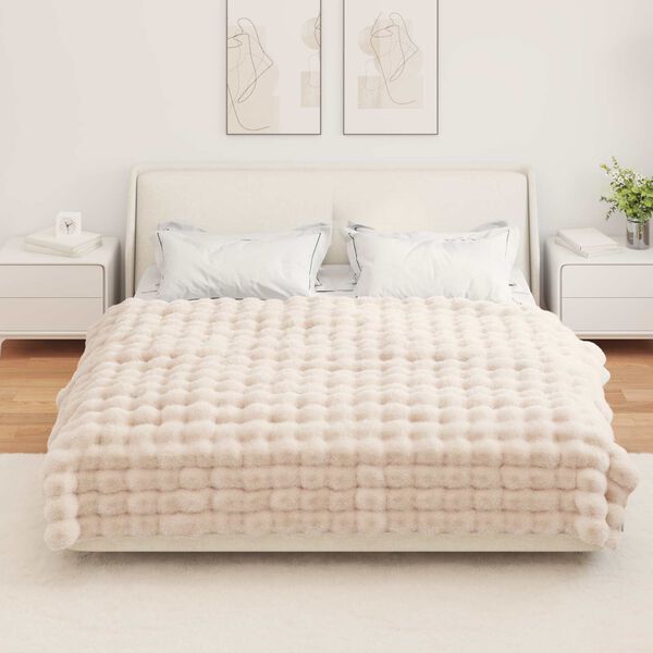 vidaXL Skliikkerteppe / pledd i kunstig kaninpels Olite Beige