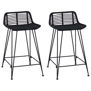 vidaXL Barstol 2 stk. Svart 44 x 45 x 76 cm Rattan og St&aring;l
