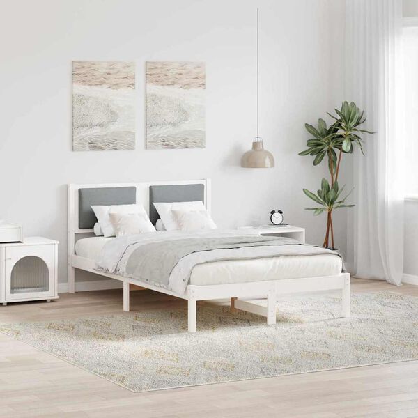 vidaXL Sengestamme med hodegjerde Lysegrå 120 x 200 cm Massiv furu