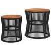 vidaXL Utend&oslash;rs sidebord med treplate 2 stk svart polyrotting