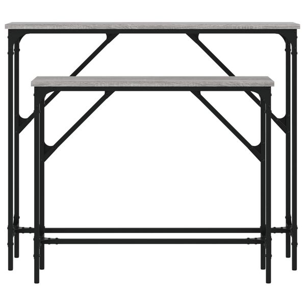 vidaXL Konsollbord 2 stk gr&aring; sonoma konstruert tre