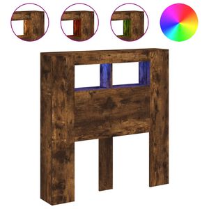 vidaXL Sengegavl med LED r&oslash;kt eik 100x18,5x103,5 cm konstruert tre