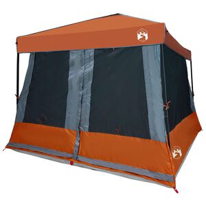 vidaXL Camping Telt Sett med tak 2 pcs Gr&aring; og Oransje Taffeta og Stoff