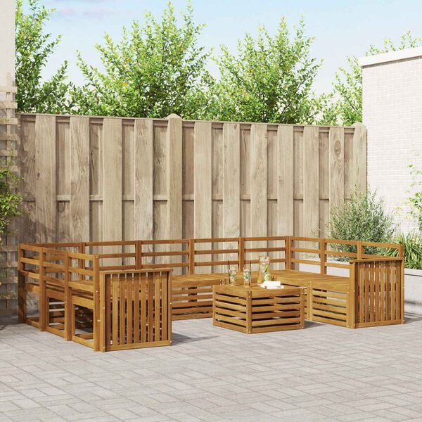vidaXL Sofasett 10 pcs Naturlig Solid akasietre