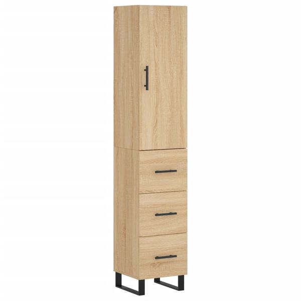 vidaXL Highboard sonoma eik 34,5x34x180 cm konstruert tre