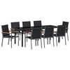 vidaXL Hage Spisegruppe 9 pcs Svart Pulverlakkert st&aring;l