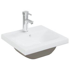 vidaXL Innebygd vask med kran 42x39x18 cm keramikk hvit