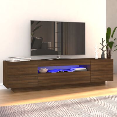 vidaXL TV-benk med LED-lys brun eik 160x35x40 cm