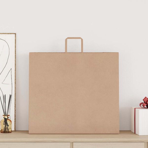 vidaXL Papirposer 250 stk med h&aring;ndtak brun 54x15x49 cm