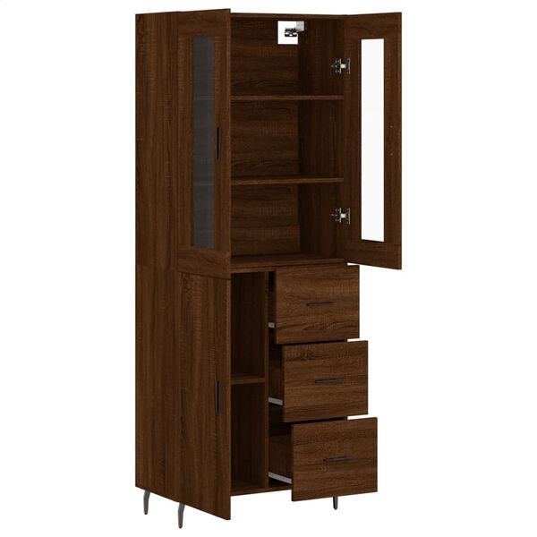 vidaXL Highboard brun eik 69,5x34x180 cm konstruert tre