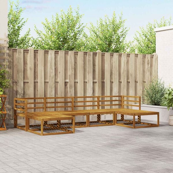 vidaXL Utend&oslash;rs sofa-sett 6 pcs Naturlig Solid akasietre