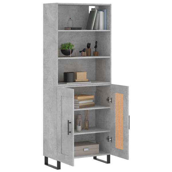 vidaXL Highboard betonggr&aring; 69,5x34x180 cm konstruert tre