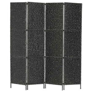 vidaXL Romdeler med 4 paneler 154x160 cm vannhyacinth svart