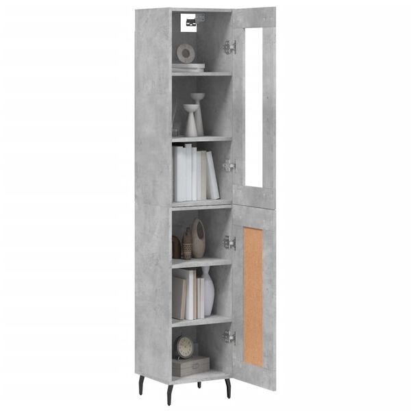 vidaXL Highboard betonggr&aring; 34,5x34x180 cm konstruert tre