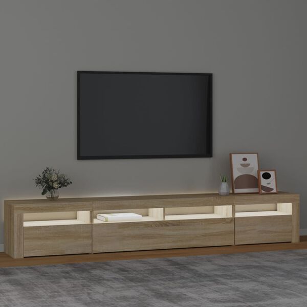 vidaXL TV-benk med LED-lys sonoma eik 240x35x40 cm
