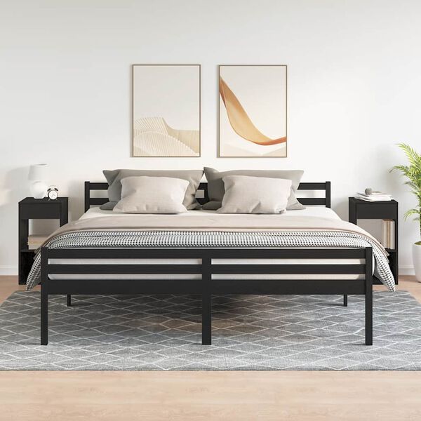 vidaXL Nattbord med skuff 2 stk svart eik 35x34x66,5 cm