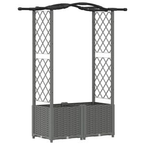 vidaXL Hevet Bed med Trellis og Tak Lysegr&aring; 125 x 40 x 138 cm PP