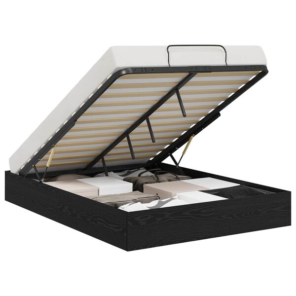 vidaXL Ottoman sengeramme Svart Eik 203 x 140 x 25 cm Konstruert tre