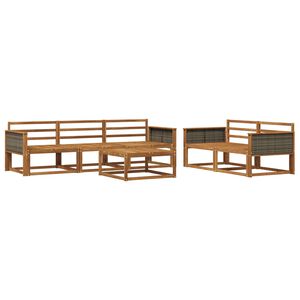 vidaXL Utend&oslash;rs sofa-sett 6 pcs Naturlig Solid akasietre